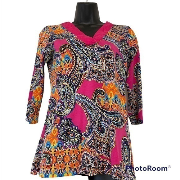 Lauren Ralph Lauren Top Paisley Pink Top Size S - Picture 1 of 6